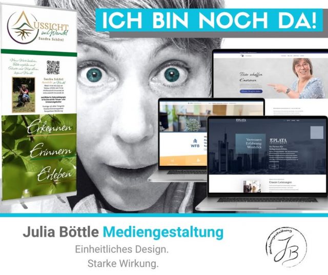 Ja, mich gibt’s noch! 😅
Nach einer etwas längeren Social-Media-Pause melde ich mich mal wieder aus meiner kreativen Werkstatt.

In der Zwischenzeit war ich alles andere als untätig:
✨ Zahlreiche Homepages durften im frischen Design online gehen
🎨 Neue Logos, Flyer und Visitenkarten haben ihren Weg in die Welt gefunden
🚀 Und viele meiner Kund:innen konnten mit ihrem neuen Auftritt richtig durchstarten!

Entgegen meiner eigenen Empfehlungen habe ich selbst das Posten etwas schleifen lassen... Asche auf mein Haupt 🙈
Aber das wird sich jetzt ändern!

Ich freue mich darauf, euch wieder regelmäßiger Einblicke in meine Arbeit zu geben – und natürlich auch die tollen Projekte und Aktionen meiner wunderbaren Kund:innen zu zeigen. 💛

#mediengestaltung #freelance #designliebe #homepage #branding #flyerdesign #grafikdesign